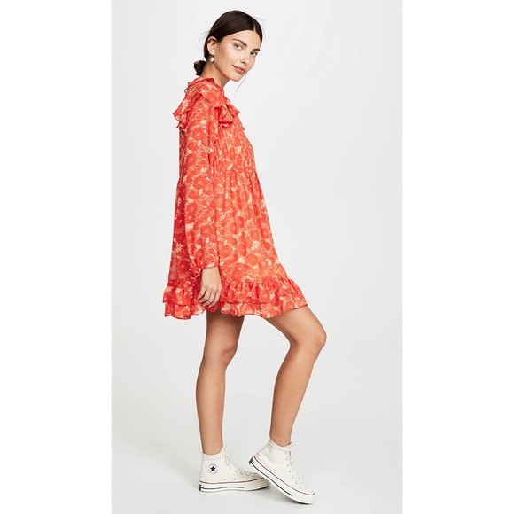 Free People Floral Long-Sleeve Mini Dress - Picture 7 of 8